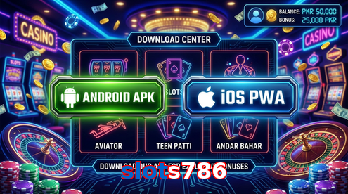 Main screen of Slots786 download page for PK players